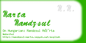 marta mandzsul business card